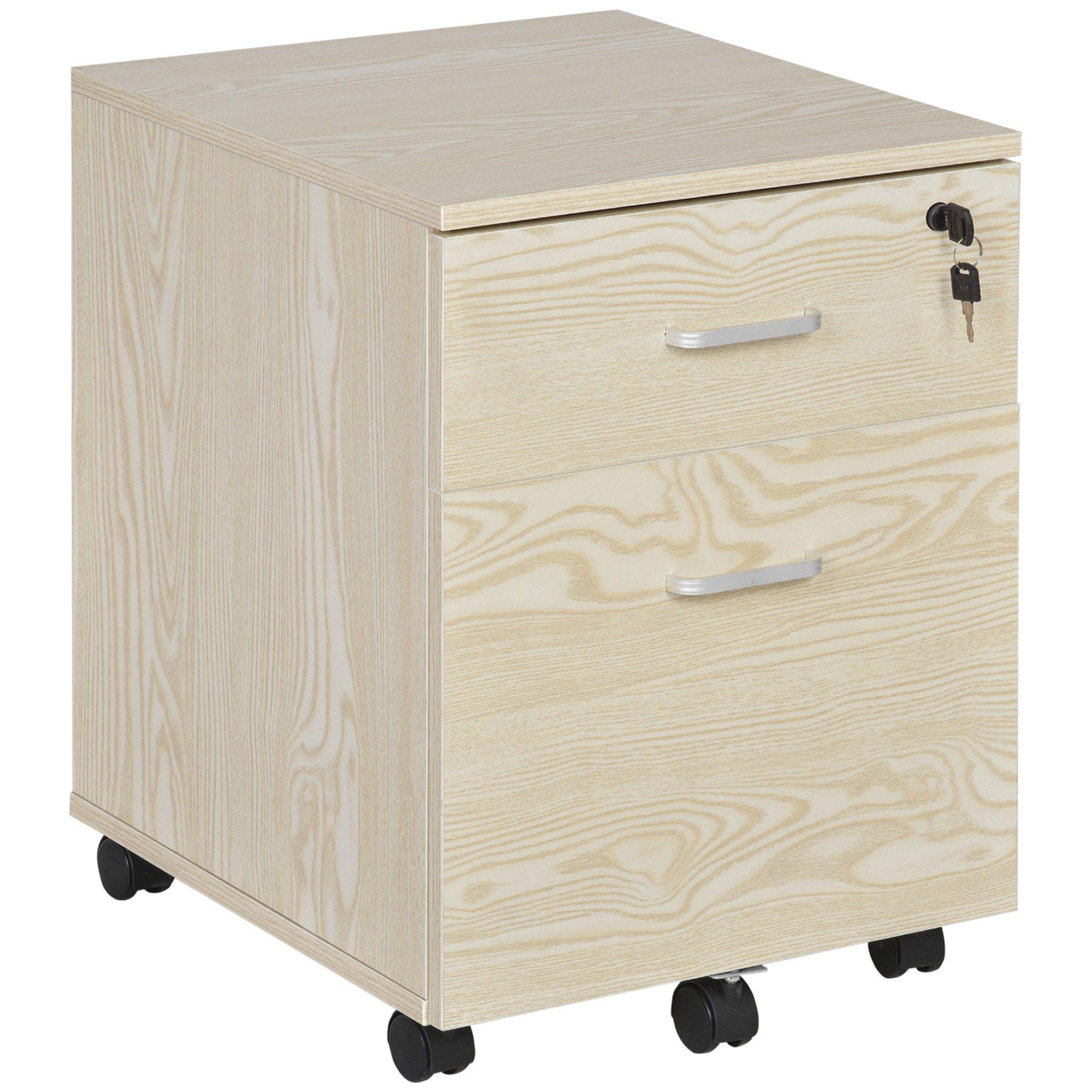 2-Drawer Locking Office Filing Cabinet with 5 Wheels Rolling Storage
